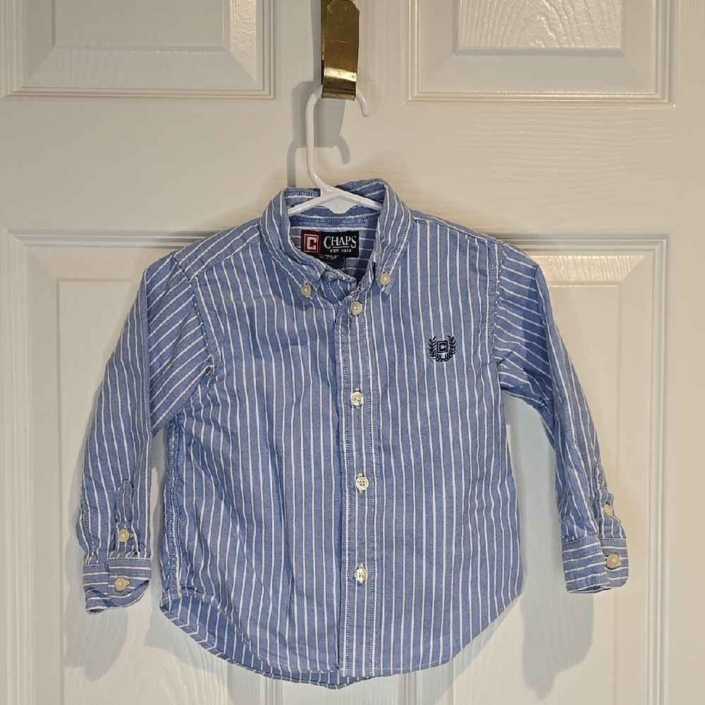 Chaps Blue and White Button Down Shirt